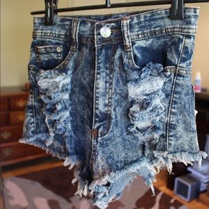 High waisted jean shorts